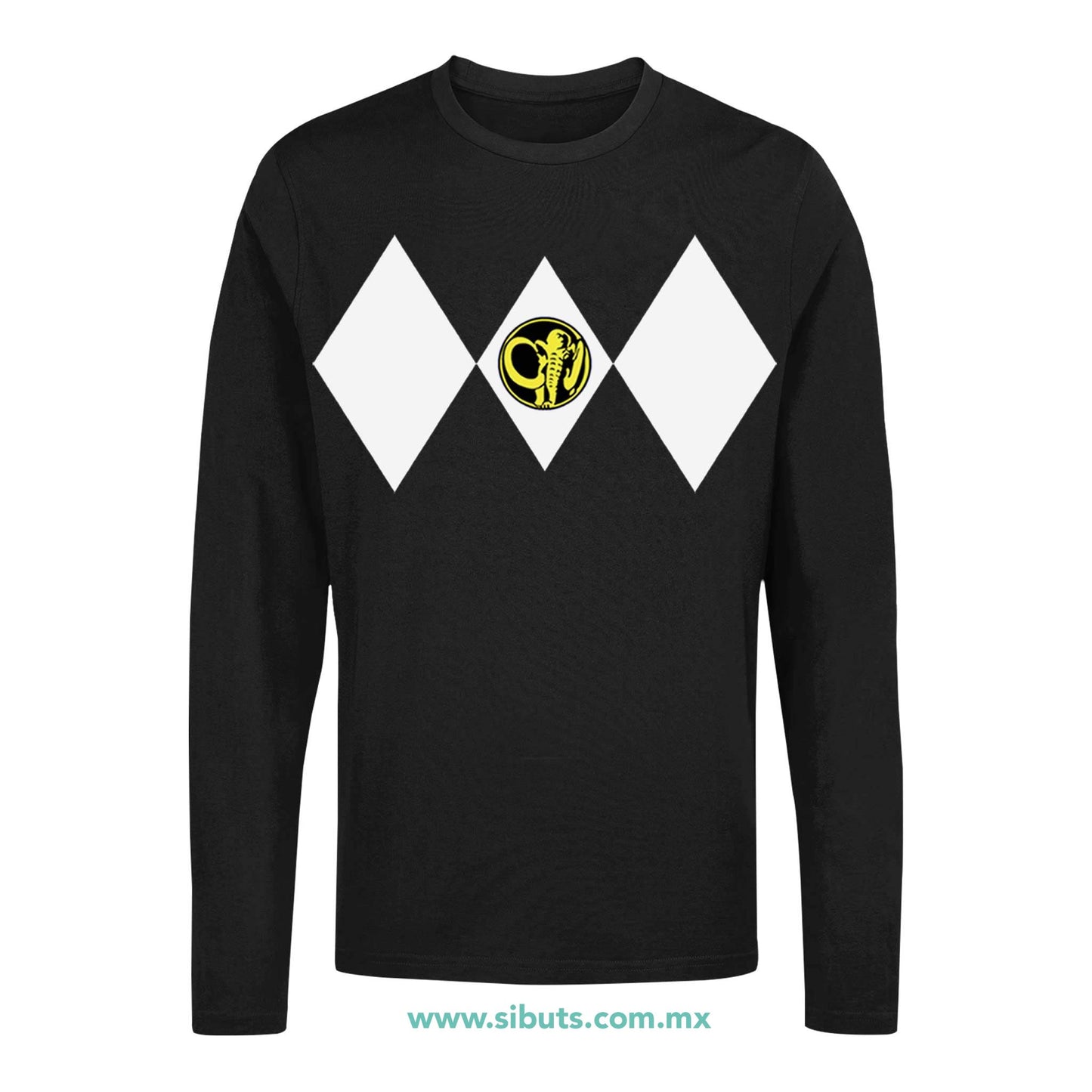 Playera Hombre Manga Larga Power Ranger Negro