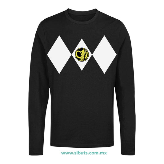 Playera Hombre Manga Larga Power Ranger Negro