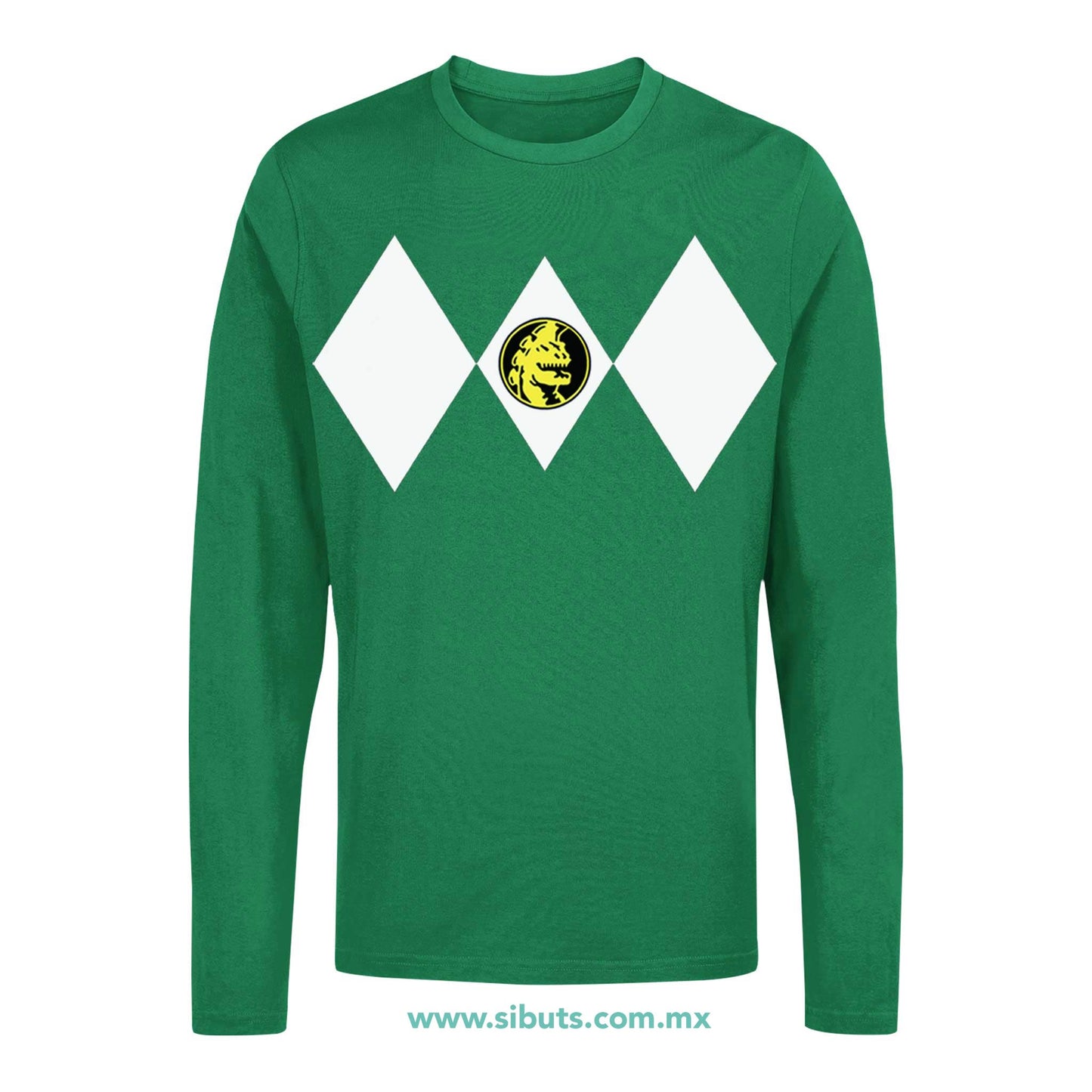 Playera Hombre Manga Larga Power Ranger Verde