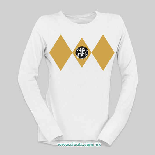 Playera Mujer Manga Larga Power Ranger Blanco
