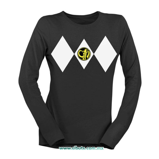 Playera Mujer Manga Larga Power Ranger Negro