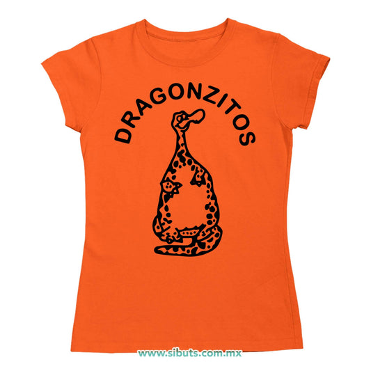 Playera Mujer Dulces Dragonzito Naranja