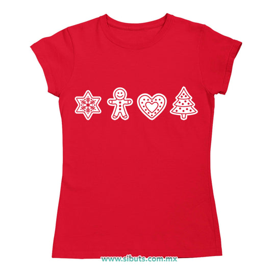 Playera Mujer Galletas De Jengibre Navidad