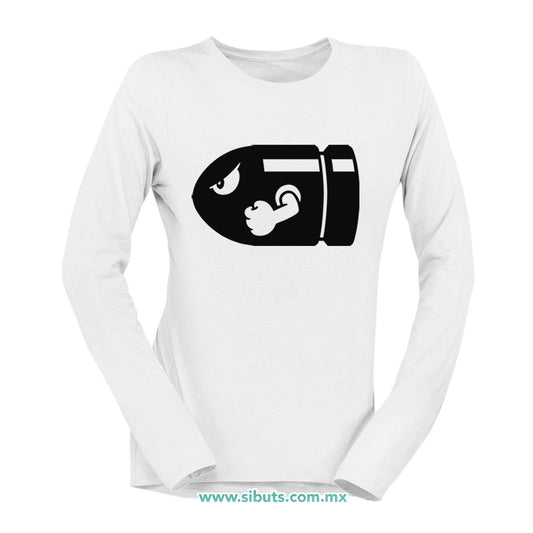 Playera Mujer Manga Larga Super Mario Bross Bullet