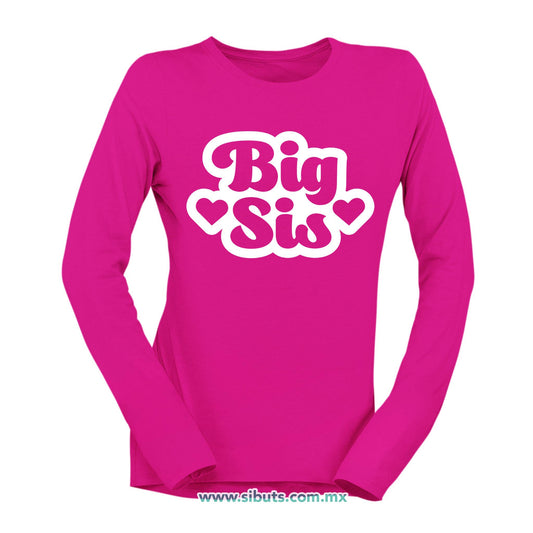 Playera Mujer Manga Larga Big Sis Hermana Mayor
