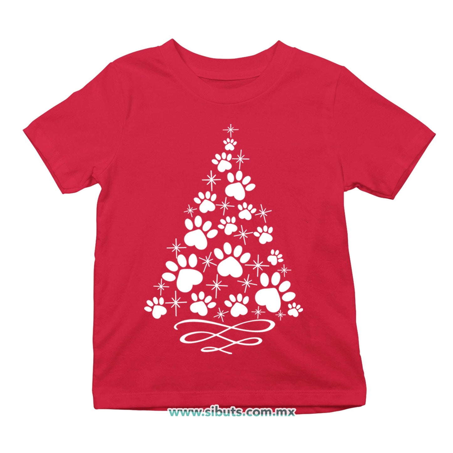 Playera Niño Árbol Navidad Con Huella De Perrito
