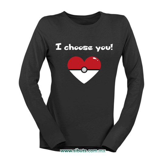Playera Mujer Manga Larga Pokemon I Chose You