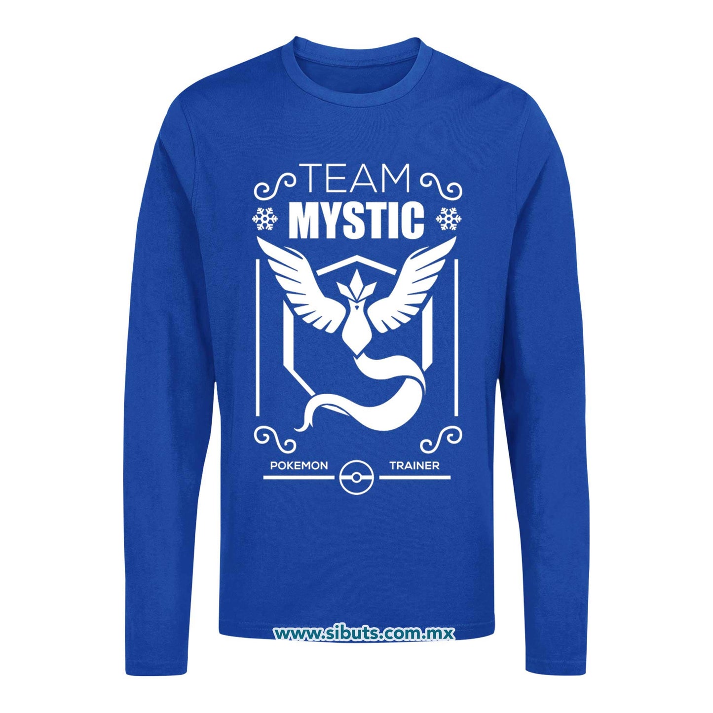 Playera Hombre Manga Larga Pokemon Team Mystic Azul