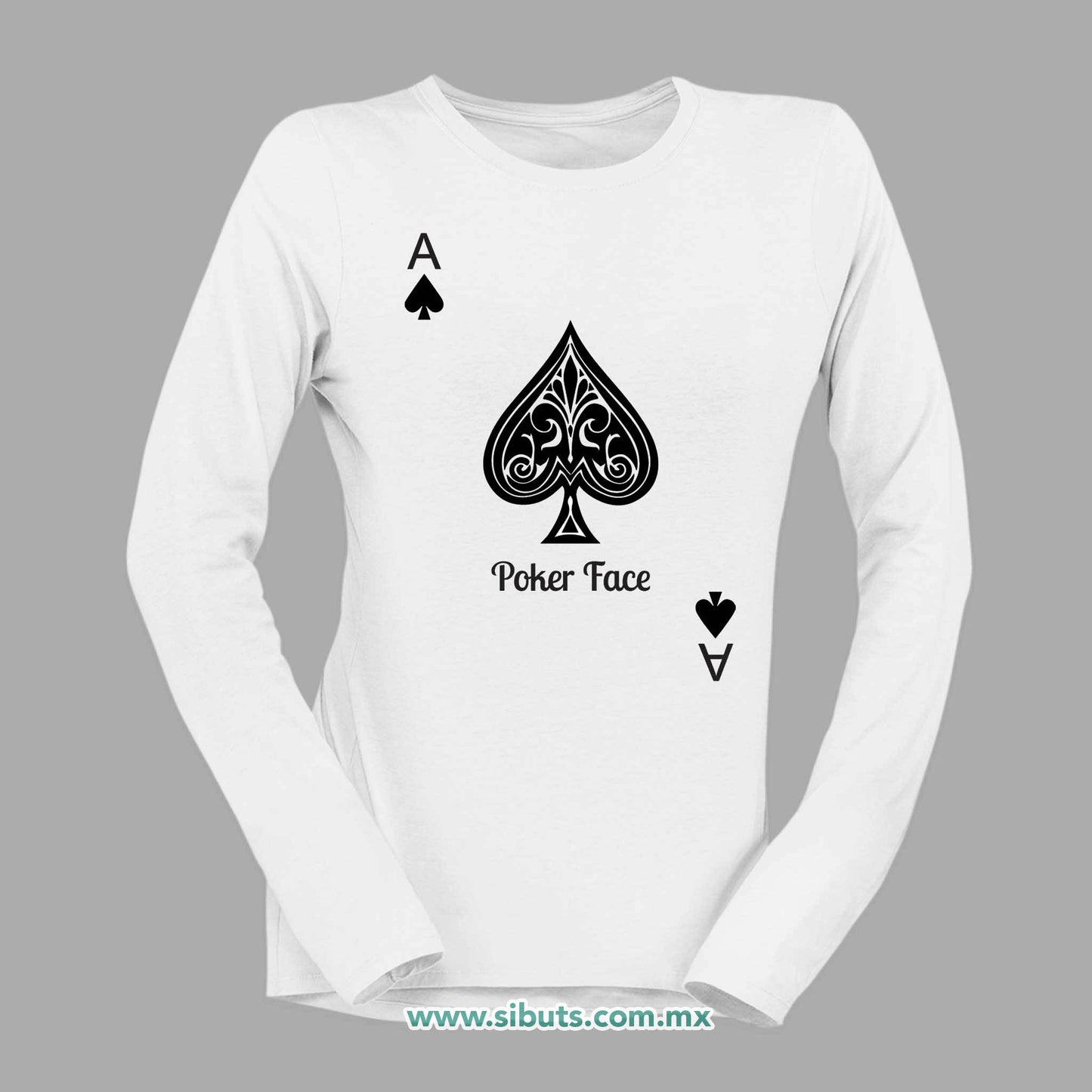 Playera Mujer Manga Larga Poker Face