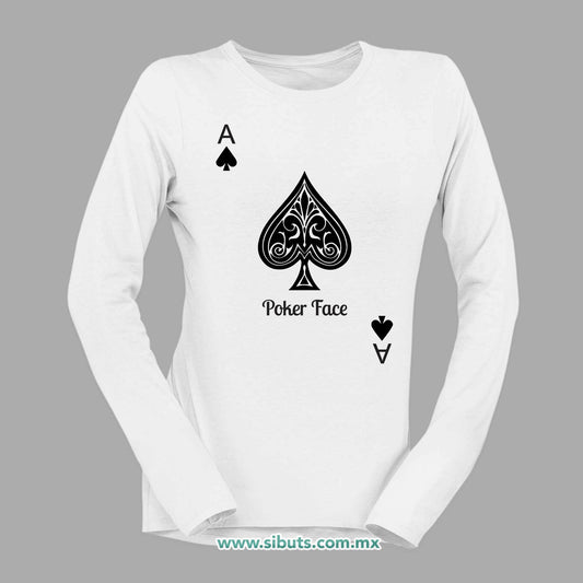 Playera Mujer Manga Larga Poker Face