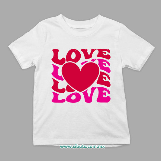 Playera Niño San Valentin Love Love Corazón