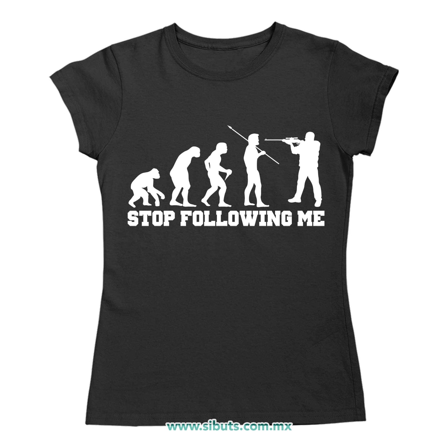 Playera Mujer Evolución Stop Following Me