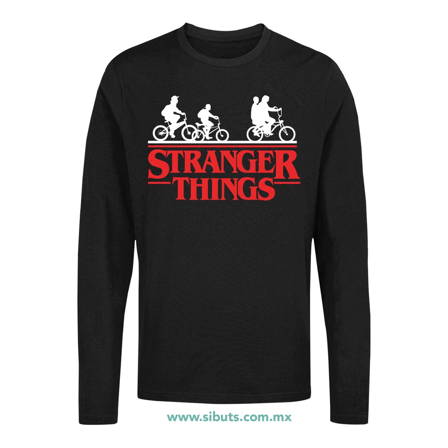 Playera Hombre Manga Larga Stranger Things Bicicletas