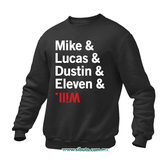 Sudadera Hombre Cuello Redondo Stranger Things Names Mike Lucas Dustin Eleven Will