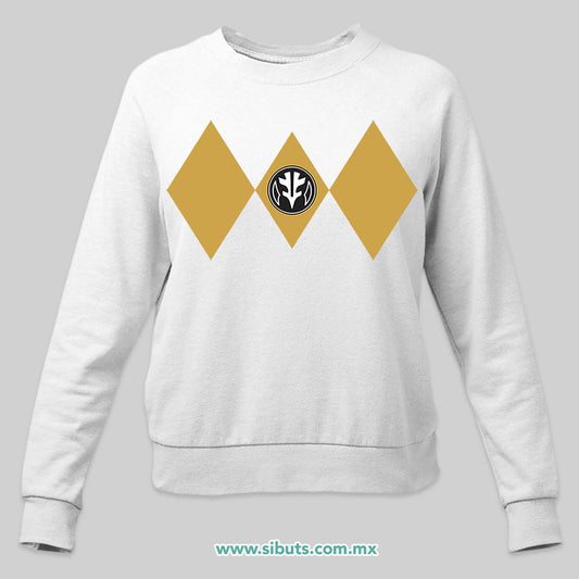 Sudadera Mujer Cuello Redondo Power Ranger Blanco