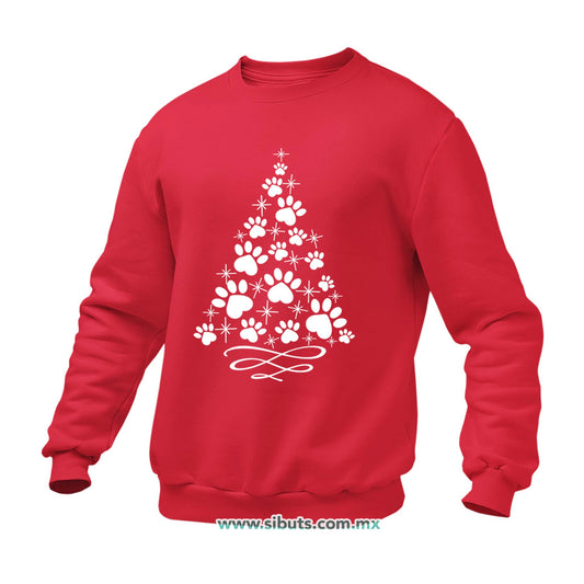 Sudadera Hombre Cuello Redondo Árbol Navidad Con Huella De Perrito