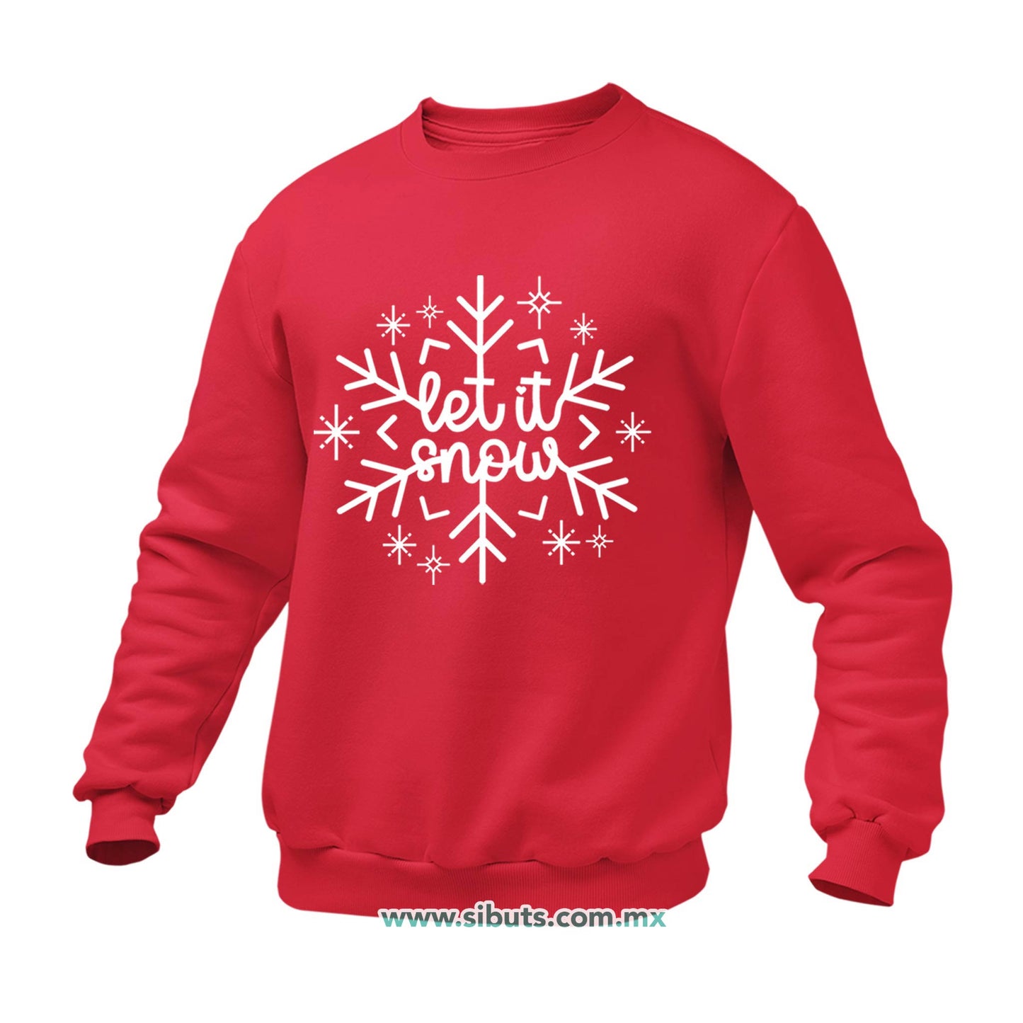 Sudadera Hombre Cuello Redondo Copo De Nieve Let It Snow