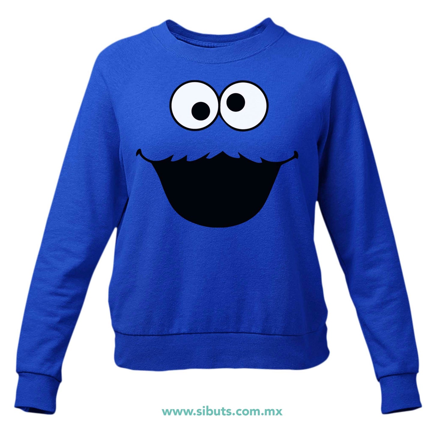 Sudadera Mujer Cuello Redondo Plaza Sesamo Cookie Monster