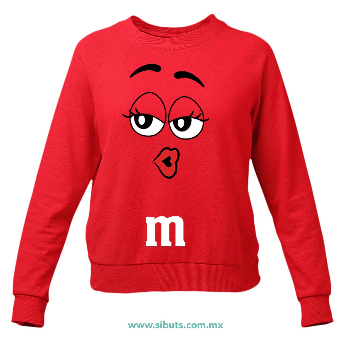 Sudadera Mujer Cuello Redondo Chocolate M&M Rojo