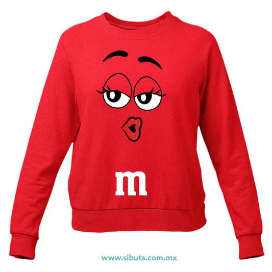 Sudadera Mujer Cuello Redondo Chocolate M&M Rojo