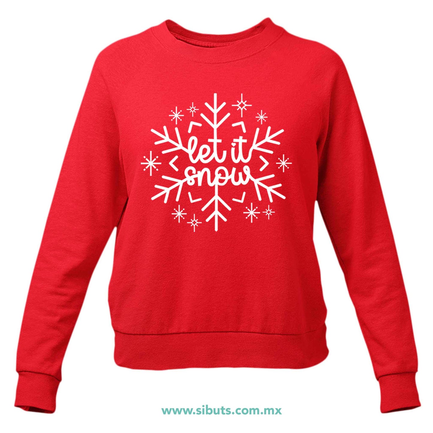 Sudadera Mujer Cuello Redondo Copo De Nieve Let It Snow
