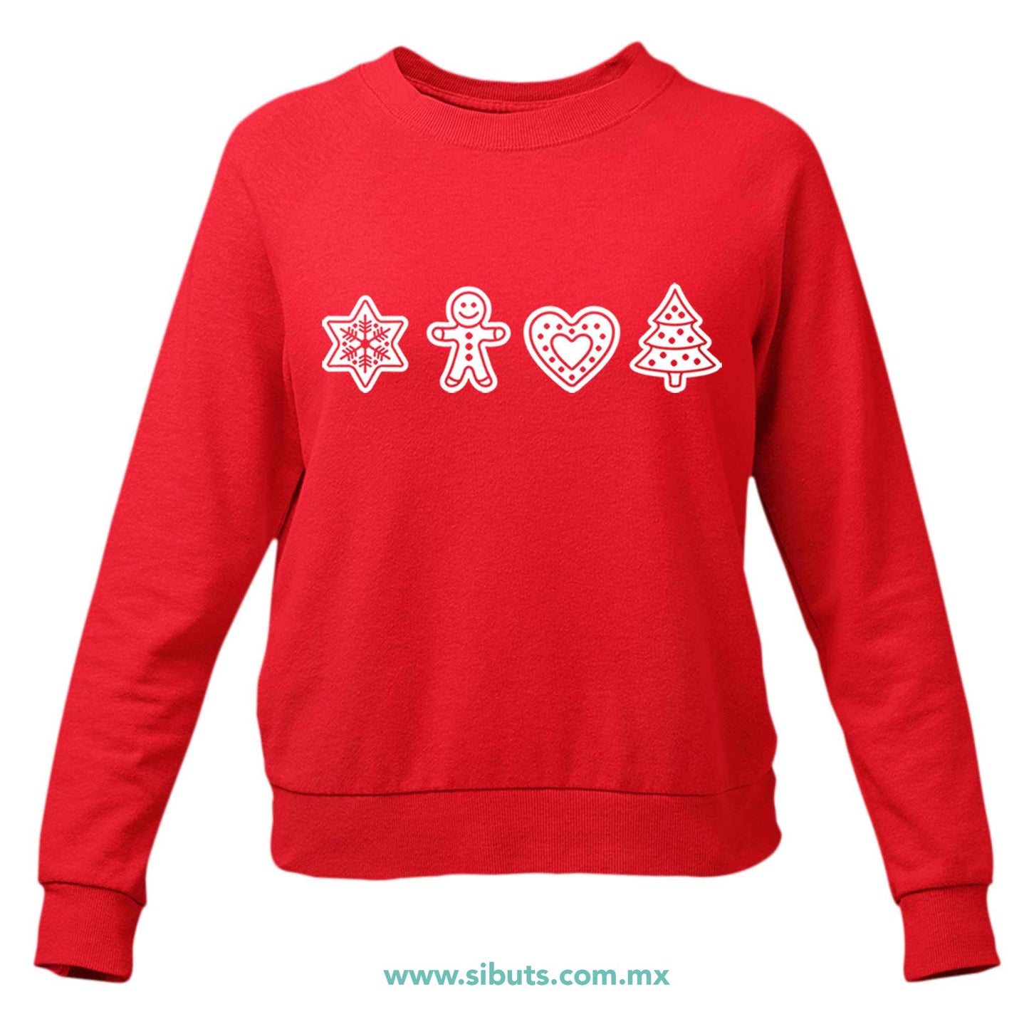 Sudadera Mujer Cuello Redondo Galletas De Jengibre Navidad