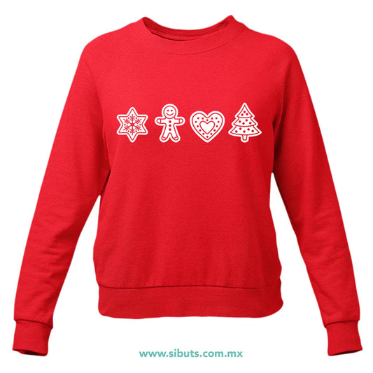 Sudadera Mujer Cuello Redondo Galletas De Jengibre Navidad