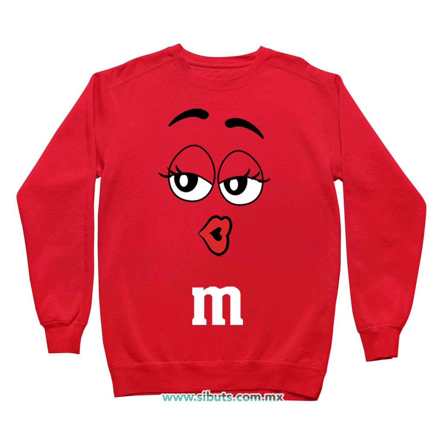 Sudadera Niña Cuello Redondo Chocolate M&M Rojo