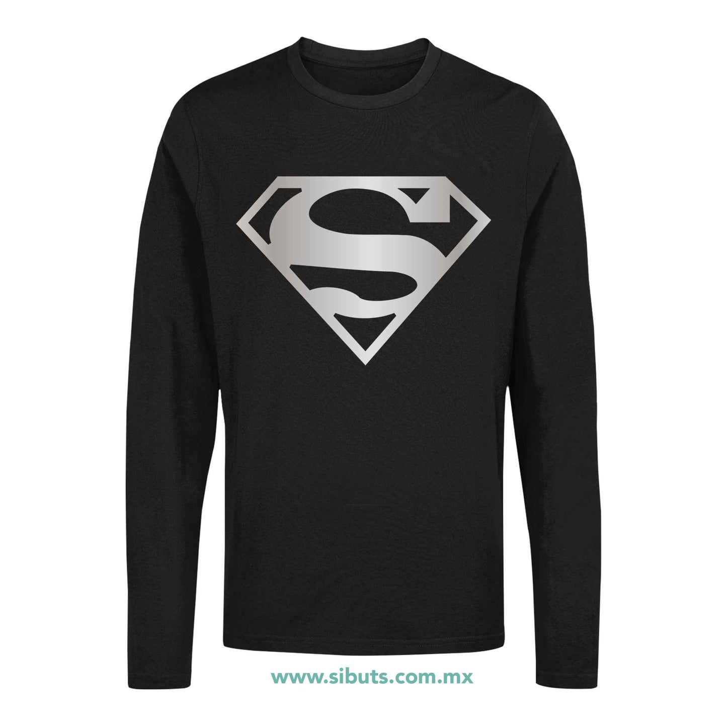 Playera Hombre Manga Larga Superman Silver