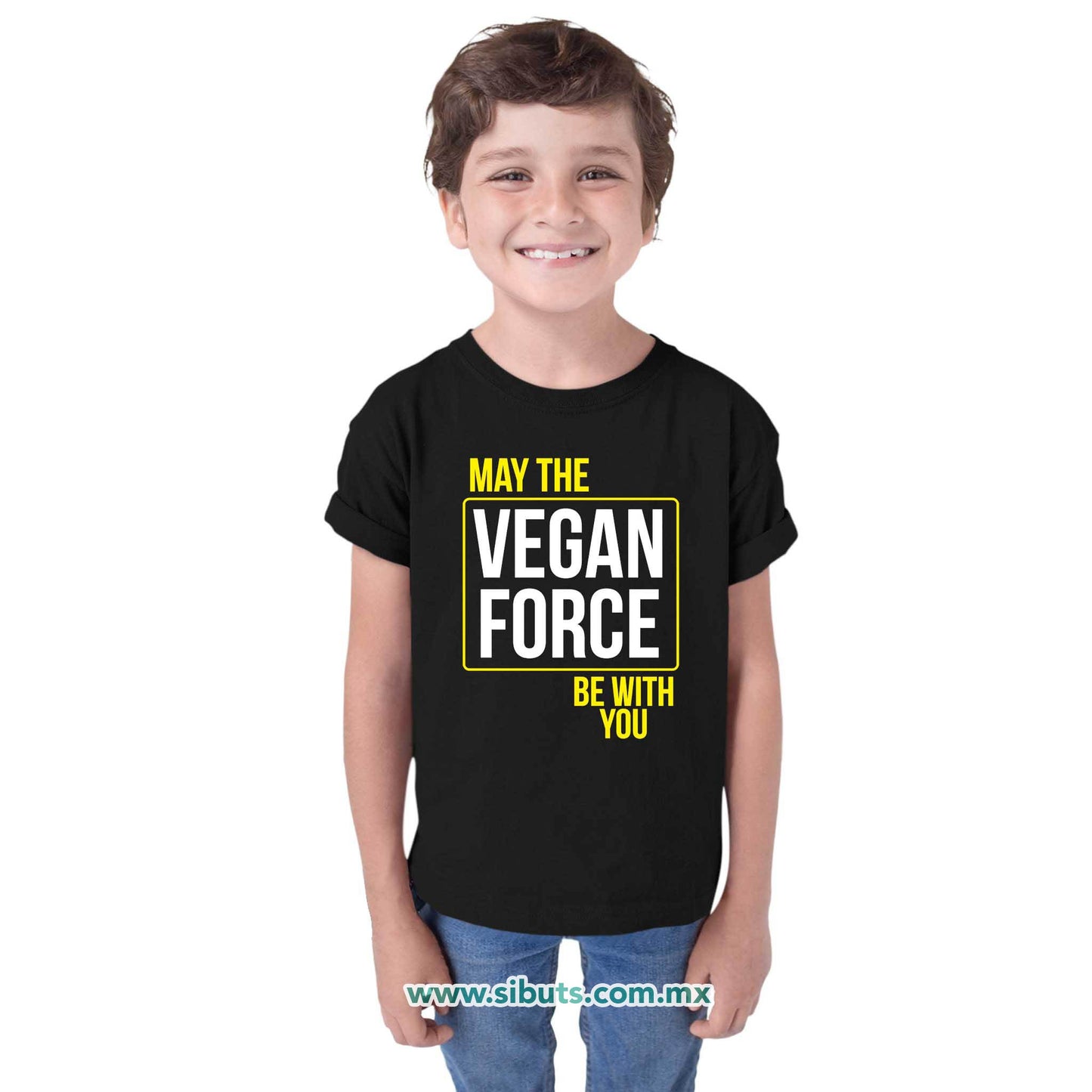 Playera Niña May The Vegan Force Be With You Vegano