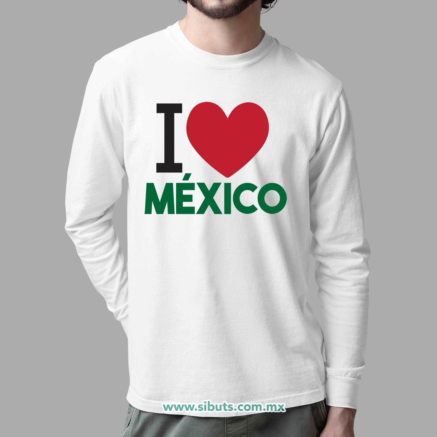 Playera Hombre Manga Larga I Love México