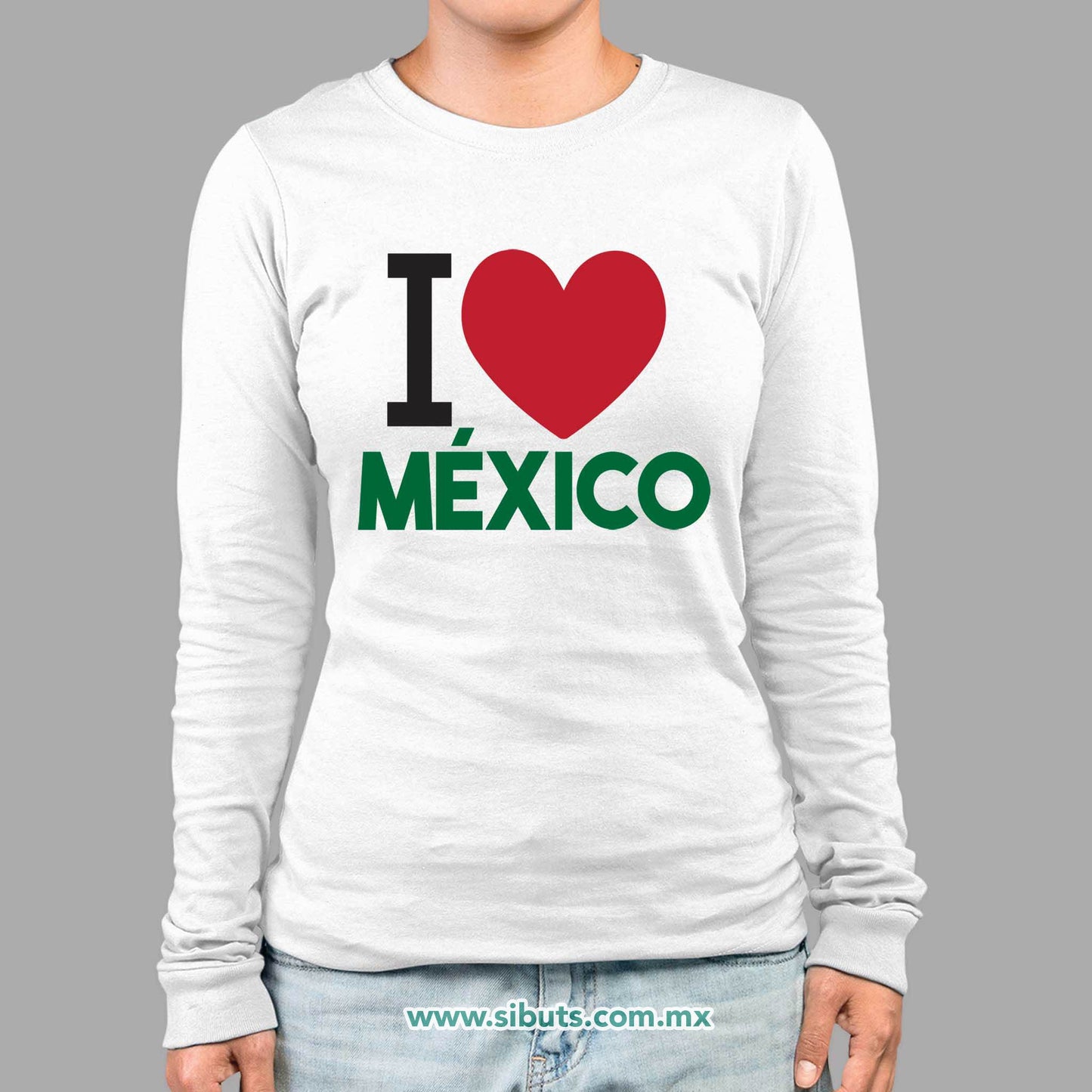 Playera Mujer Manga Larga I Love México