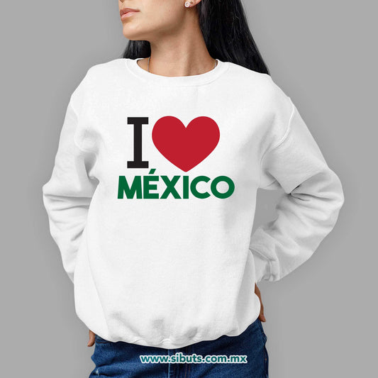 Sudadera Mujer Cuello Redondo I Love México