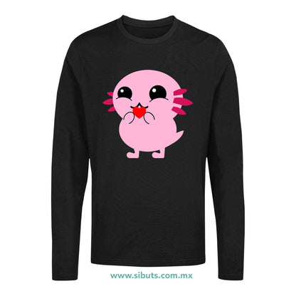 Playera Hombre Manga Larga Ajolote con Corazón