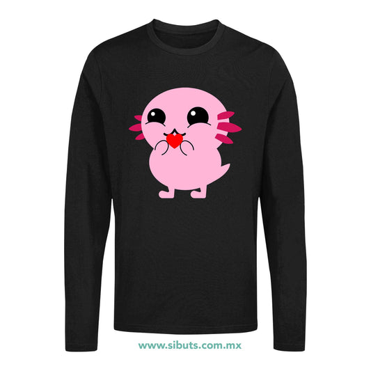 Playera Hombre Manga Larga Ajolote con Corazón