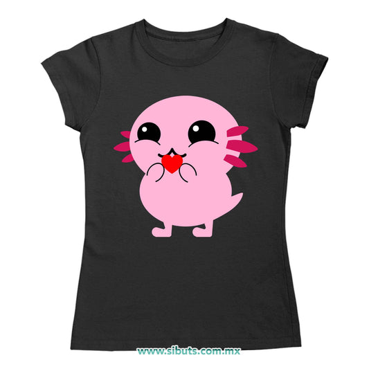 Playera Mujer Ajolote con Corazón