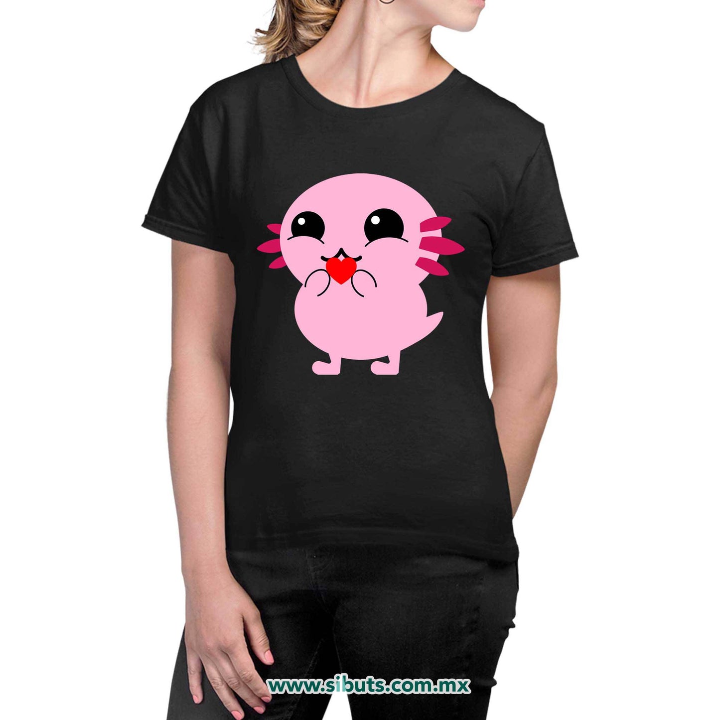 Playera Mujer Ajolote con Corazón