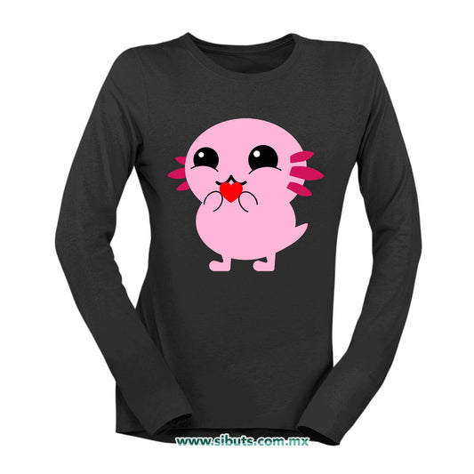 Playera Mujer Manga Larga Ajolote con Corazón