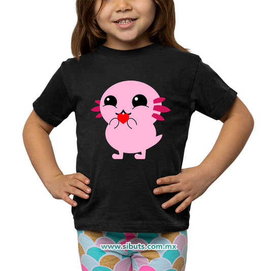Playera Niña Ajolote con Corazón