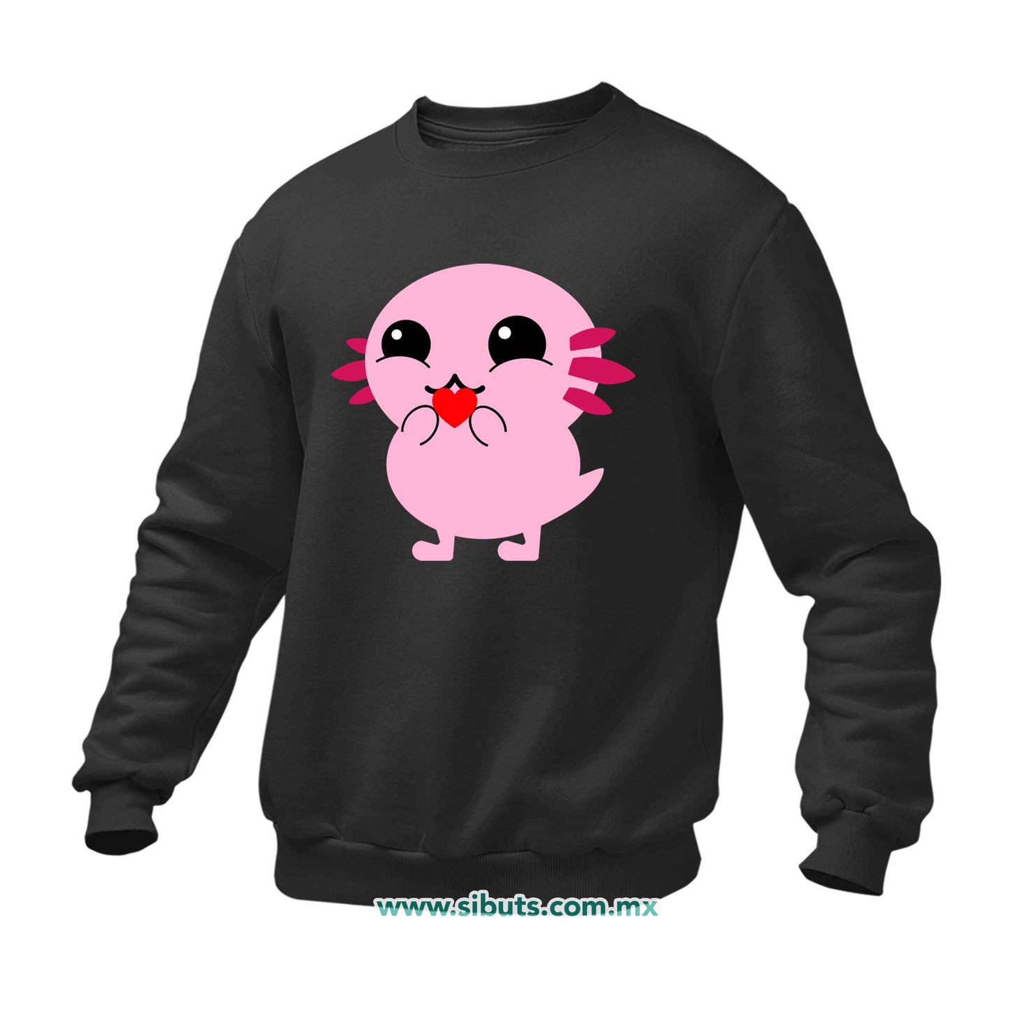 Sudadera Hombre Cuello Redondo Ajolote con Corazón