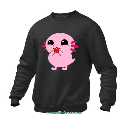 Sudadera Hombre Cuello Redondo Ajolote con Corazón