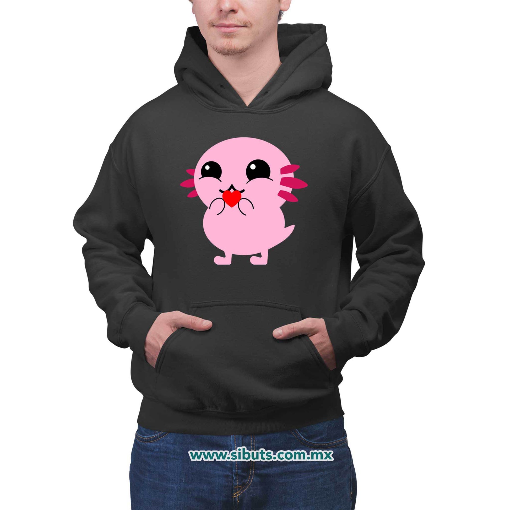 Sudadera Hombre Gorro Ajolote con Corazón