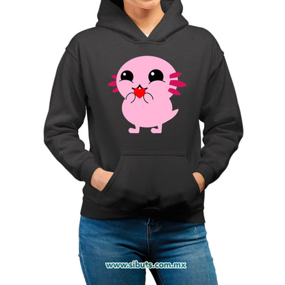 Sudadera Mujer Gorro Ajolote con Corazón