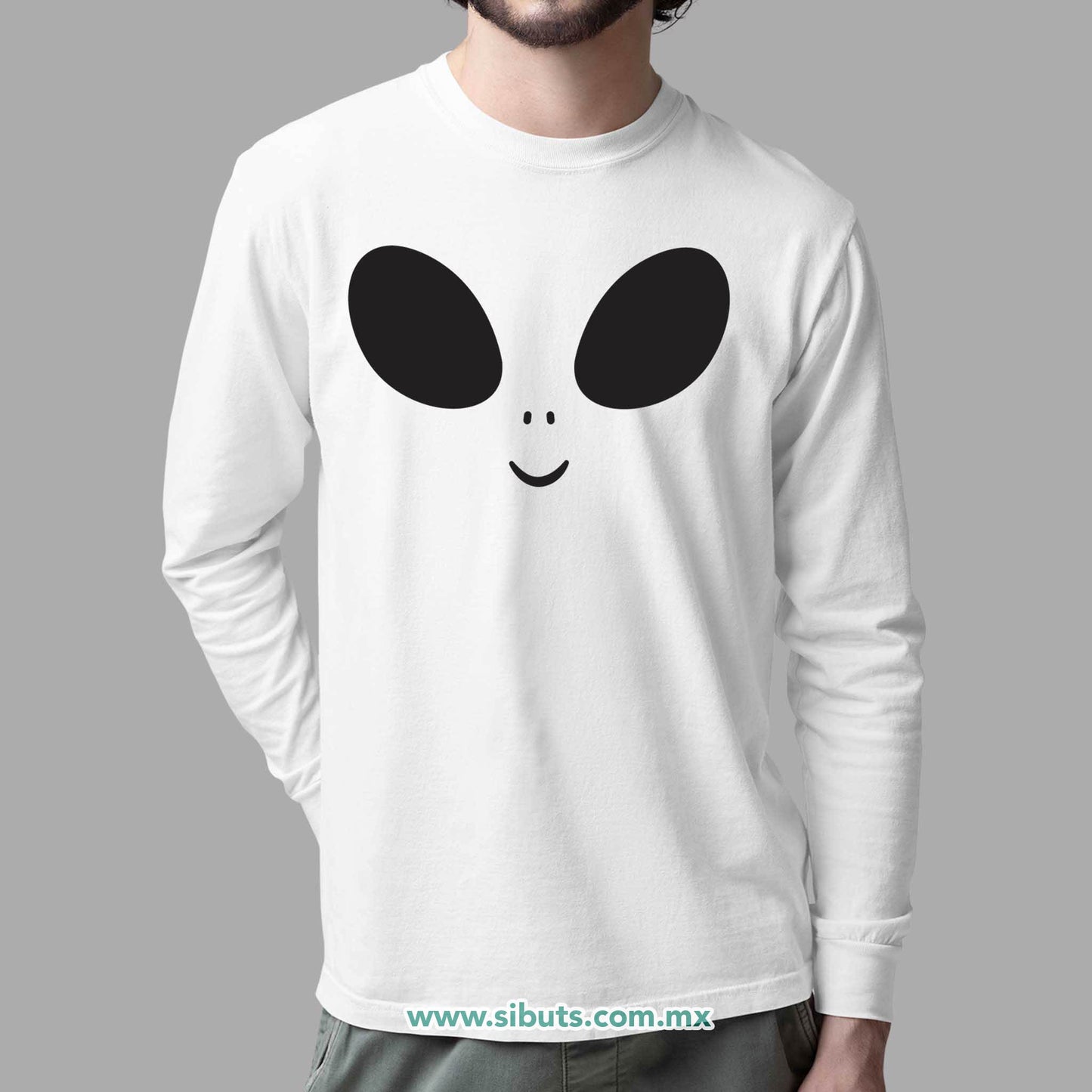 Playera Hombre Manga Larga Happy Alien