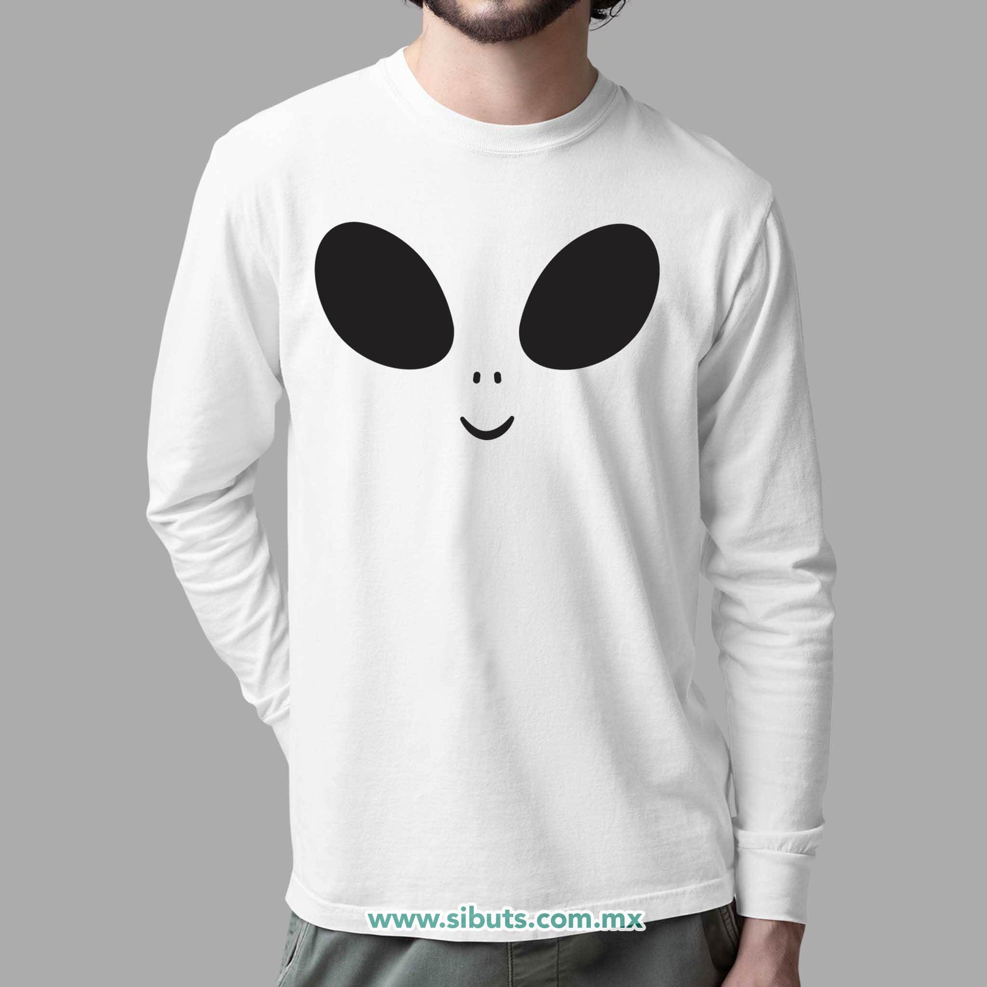 Playera Hombre Manga Larga Happy Alien