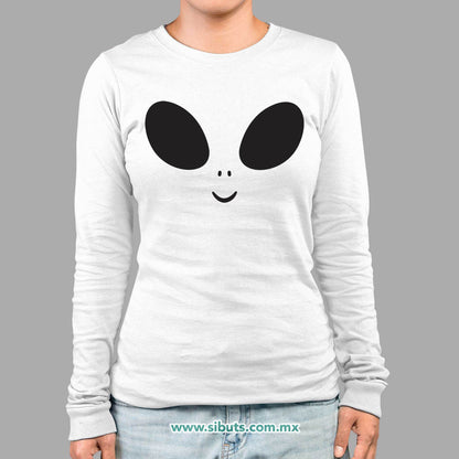 Playera Mujer Manga Larga Happy Alien
