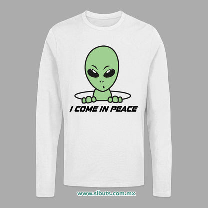 Playera Hombre Manga Larga Alien I Come In Peace