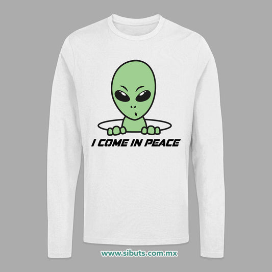 Playera Hombre Manga Larga Alien I Come In Peace