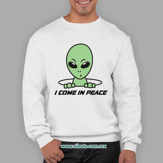 Sudadera Hombre Cuello Redondo Alien I Come In Peace