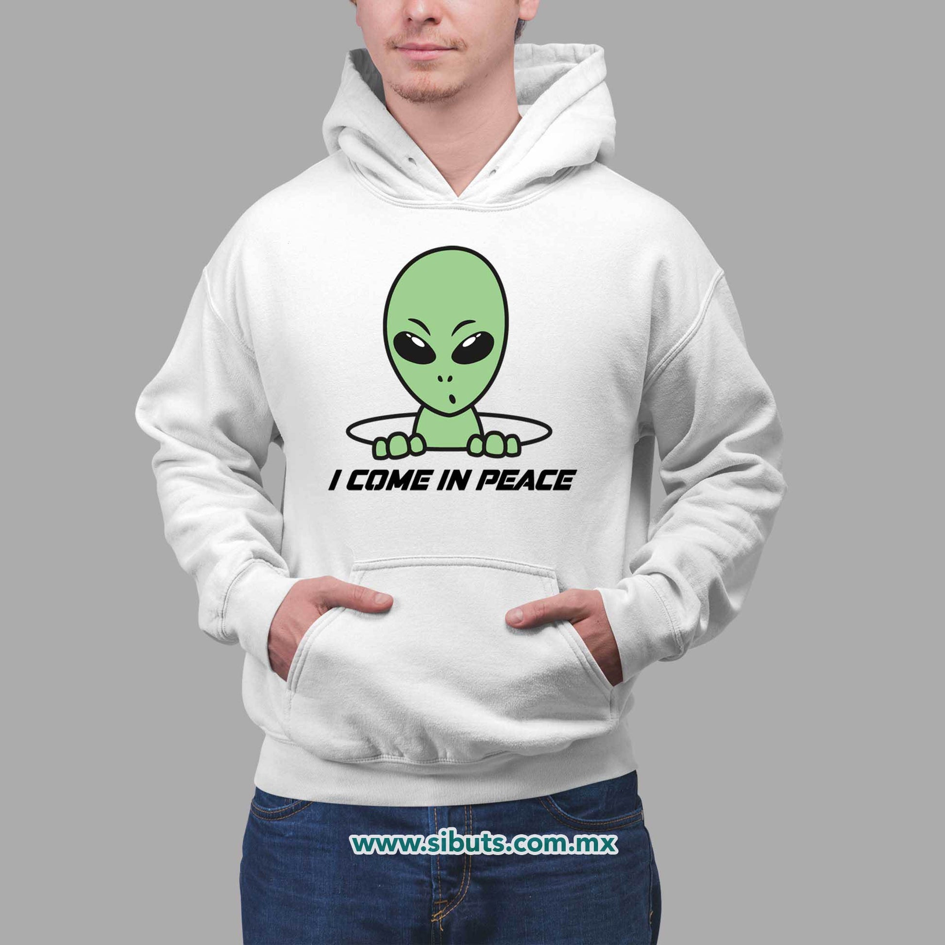 Sudadera Hombre Gorro Alien I Come In Peace
